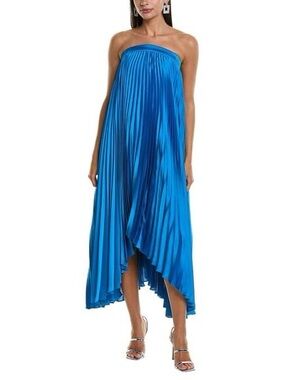 NWT Milly Jordyn Pleated Satin Dress in Blue, size 6